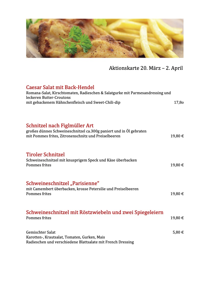 Aktionskarte Gasthaus Gerland