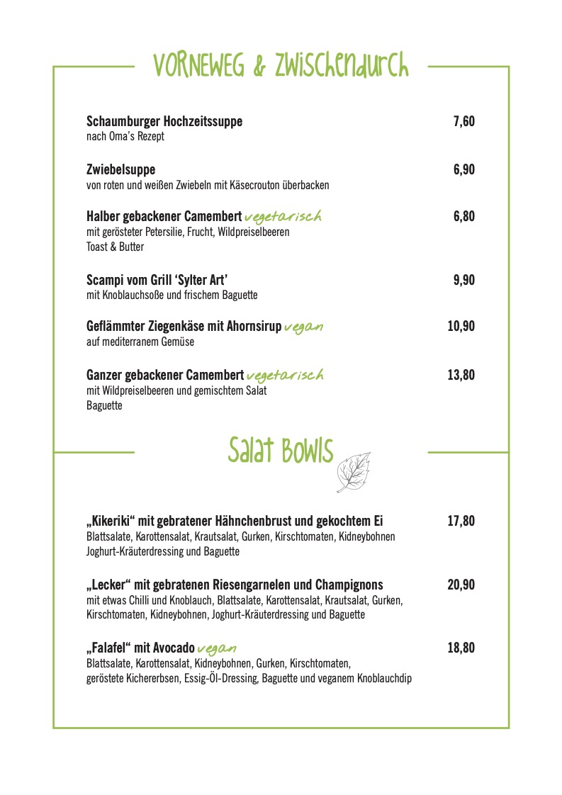 Speisekarte Gasthaus Gerland