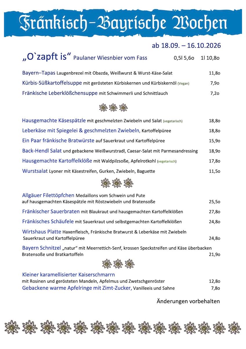 Fränkisch Bayrische Wochen 2026